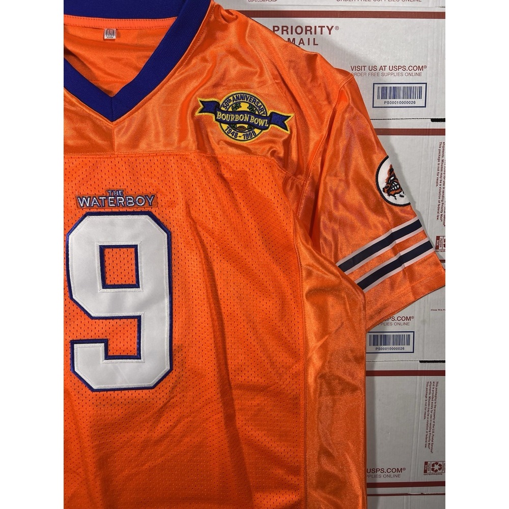 The Waterboy Bobby Boucher #9 Football Jersey Adam Sandler Orange‎ Men's L - Picture 2 of 7